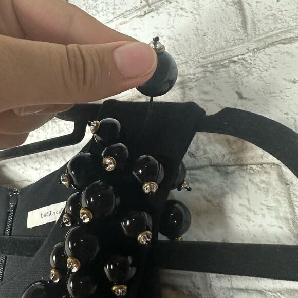 Diane von Furstenberg Dress Ceecee Beaded Shift Sleeveless Black 4 - Picture 8 of 13